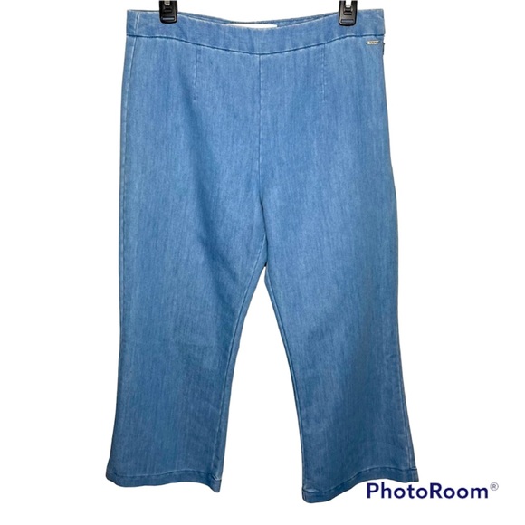 Defry 01 Solid Light Blue Denim Cropped Wide Leg Pants Size 6 Regular - Picture 2 of 8